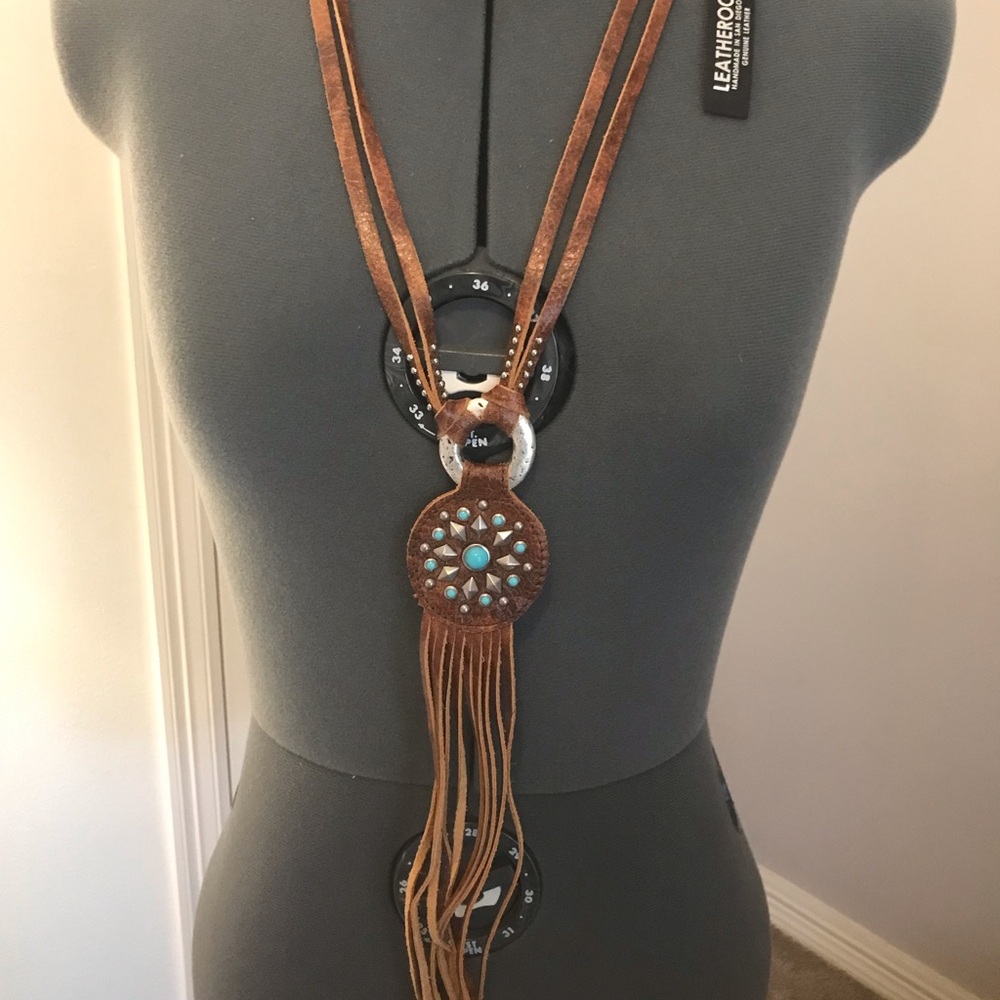 Leatherock Brown Multi-Strand Necklace with Pendant